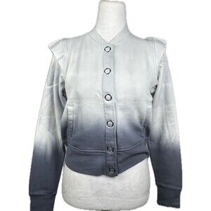 NWT 525 America Dip Dye French Terry Jacket Storm Cloud Snap Closure Ruffles XS